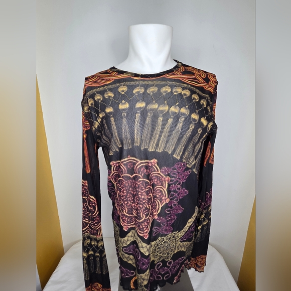 Just Cavalli By Roberto Cavalli 52/L Multicolor Sheer Top - Picture 1 of 7